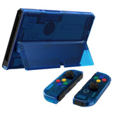 eXtremeRate Crystal Clear Blue Full Set Shell for Nintendo Switch OLED, Replacement Console Back Plate & Kickstand, NS Joycon Handheld Controller Housing & Buttons for Nintendo Switch OLED - AQUSOP009