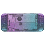 eXtremeRate Glitter Gradient Translucent Bluebell & Blue Full Set Shell for Nintendo Switch OLED, Replacement Console Back Plate & Kickstand, NS Joycon Handheld Controller Housing & Buttons for Nintendo Switch OLED - AQUSOP007