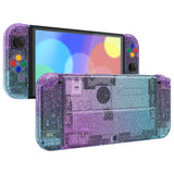 eXtremeRate Glitter Gradient Translucent Bluebell & Blue Full Set Shell for Nintendo Switch OLED, Replacement Console Back Plate & Kickstand, NS Joycon Handheld Controller Housing & Buttons for Nintendo Switch OLED - AQUSOP007