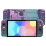 eXtremeRate Glitter Gradient Translucent Bluebell & Blue Full Set Shell for Nintendo Switch OLED, Replacement Console Back Plate & Kickstand, NS Joycon Handheld Controller Housing & Buttons for Nintendo Switch OLED - AQUSOP007