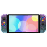 eXtremeRate Glitter Gradient Translucent Bluebell & Blue Full Set Shell for Nintendo Switch OLED, Replacement Console Back Plate & Kickstand, NS Joycon Handheld Controller Housing & Buttons for Nintendo Switch OLED - AQUSOP007