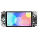 eXtremeRate Silver Splatter Full Set Shell for Nintendo Switch OLED, Replacement Console Back Plate & Kickstand, NS Joycon Handheld Controller Housing with Full Set Buttons for Nintendo Switch OLED - QNSOT007