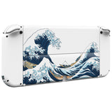 eXtremeRate The Great Wave Off Kanagawa Full Set Shell for Nintendo Switch OLED, Replacement Console Back Plate & Kickstand, NS Joycon Handheld Controller Housing with Full Set Buttons for Nintendo Switch OLED - QNSOT006