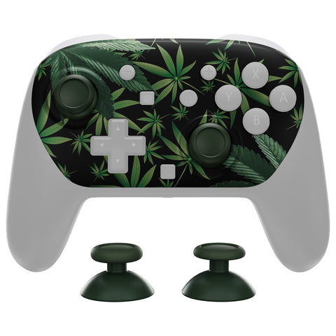 eXtremeRate DIY Replacement Faceplate Shell with Thumbsticks for Nintendo Switch 2 Pro Controller - Green Weeds - CNLPTR002