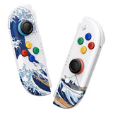 eXtremeRate DIY Replacement Full Set Shell Case with Buttons for Joycon 2 of Nintendo Switch 2 - Deluxe Version - The Great Wave - AWHNTT001