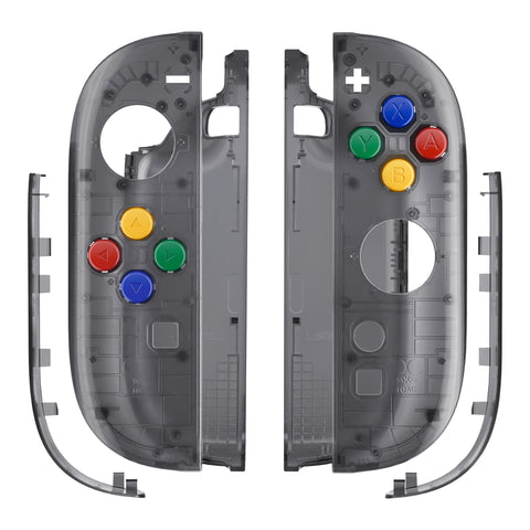 eXtremeRate DIY Replacement Full Set Shell Case with Buttons for Joycon 2 of Nintendo Switch 2 - Essence Version - Clear Slate Black - BSUNTM002