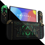 eXtremeRate DIY Replacement Full Set Shells with Buttons for Nintendo Switch 2 - Deluxe Version - Glow in Dark - Totem of Kingdom Black - QGRNTT002