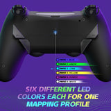 eXtremeRate Dawn Type-C Version Remap Kit for PS4 Controller JDM-040/050/055 with 6 Customizable Mapping Profiles, Black Redesigned Back Shell and 4 Back Buttons - RYKP4P001