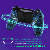 eXtremeRate Dawn Type-C Version Remap Kit for PS4 Controller JDM-040/050/055 with 6 Customizable Mapping Profiles, Textured Blue Redesigned Back Shell and 4 Back Buttons - RYKP4P005