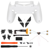 eXtremeRate Dawn Type-C Version Remap Kit for PS4 Controller JDM-040/050/055 with 6 Customizable Mapping Profiles, White Redesigned Back Shell and 4 Back Buttons - RYKP4P002