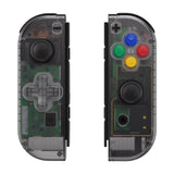 eXtremeRate Clear Black Joycon Handheld Controller Housing (D-Pad Version) with Full Set Buttons, DIY Replacement Shell Case for NS Switch JoyCon & OLED JoyCon - Console Shell NOT Included - JZM511