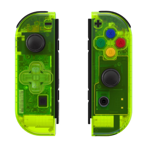 eXtremeRate Clear Lime Green Joycon Handheld Controller Housing (D-Pad Version) with Full Set Buttons, DIY Replacement Shell Case for NS Switch JoyCon & OLED JoyCon - Console Shell NOT Included - JZM510