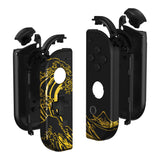 eXtremeRate The Great GOLDEN Wave Off Kanagawa - Black Joycon Handheld Controller Housing (D-Pad Version) with Full Set Buttons, DIY Replacement Shell Case for NS Switch JoyCon & OLED JoyCon - Console Shell NOT Included - JZT108