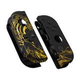 eXtremeRate The Great GOLDEN Wave Off Kanagawa - Black Joycon Handheld Controller Housing (D-Pad Version) with Full Set Buttons, DIY Replacement Shell Case for NS Switch JoyCon & OLED JoyCon - Console Shell NOT Included - JZT108