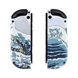 eXtremeRate The Great Wave Soft Touch Joycon Handheld Controller Housing (D-Pad Version) with Full Set Buttons, DIY Replacement Shell Case for NS Switch JoyCon & OLED JoyCon - Console Shell NOT Included - JZT103