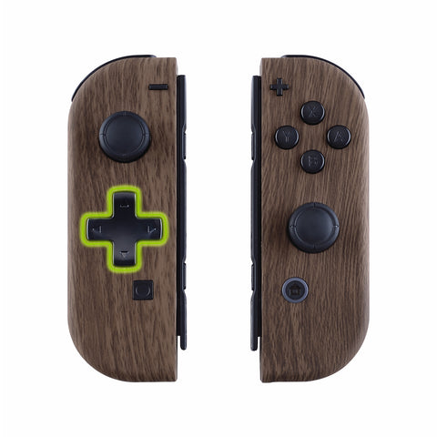 eXtremeRate Wood Grain Soft Touch Joycon Handheld Controller Housing (D-Pad Version) with Full Set Buttons, DIY Replacement Shell Case for NS Switch JoyCon & OLED JoyCon - Console Shell NOT Included - JZS201