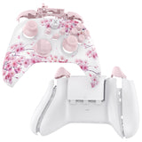 eXtremeRate Cherry Blossom Whisper Controller Full Set Housing Shell Case with Buttons for Xbox Series X/S Controller, Custom Replacement Side Rails Front Back Plate Cover for Xbox Core Controller - QX3T1006