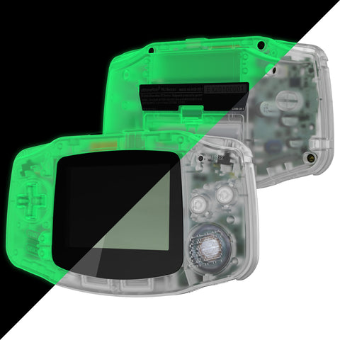 eXtremeRate IPS Ready Upgraded Glow in Dark - Green GBA Replacement Shell Full Housing Cover Buttons & White Screen Lens for Gameboy Advance – Compatible with Both IPS & Standard LCD – Console & IPS Screen NOT Included - TAGM5009