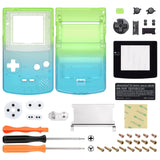 eXtremeRate IPS Ready Upgraded Gradient Translucent Green Blue GBC Replacement Shell Full Housing Cover w/ Buttons for Gameboy Color – Fit for GBC OSD IPS & Regular IPS & Standard LCD – Console & IPS Screen NOT Included - QCBP3017
