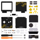 eXtremeRate IPS Ready Upgraded The Great GOLDEN Wave Off Kanagawa - Black Custom Replacement Housing Shell for Gameboy Advance SP GBA SP – Compatible with Both IPS & Standard LCD – Console & Screen NOT Included - ASPT1002