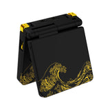 eXtremeRate IPS Ready Upgraded The Great GOLDEN Wave Off Kanagawa - Black Custom Replacement Housing Shell for Gameboy Advance SP GBA SP – Compatible with Both IPS & Standard LCD – Console & Screen NOT Included - ASPT1002