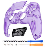 eXtremeRate LUNA Redesigned Clear Atomic Purple Front Shell Touchpad Compatible with ps5 Controller BDM-010/020/030/040, DIY Replacement Housing Custom Touch Pad Cover Compatible with ps5 Controller - GHPFM002