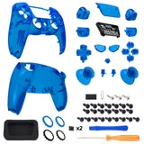 eXtremeRate Luna Redesigned Full Set Shells & Buttons for PS5 Controller BDM-030/040/050 - Clear Blue - KQXPFM004