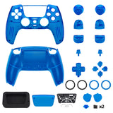 eXtremeRate Luna Redesigned Full Set Shells & Buttons for PS5 Controller BDM-030/040/050 - Clear Blue - KQXPFM004