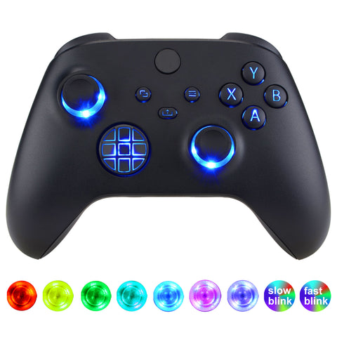 eXtremeRate Multi-Colors Luminated D-pad Thumbsticks Start Back Sync ABXY Buttons for Xbox Series X/S Controller, Black Classical Symbols Buttons DTF V2 LED Kit for Xbox Core Controller Model 1914 - X3LED03M3