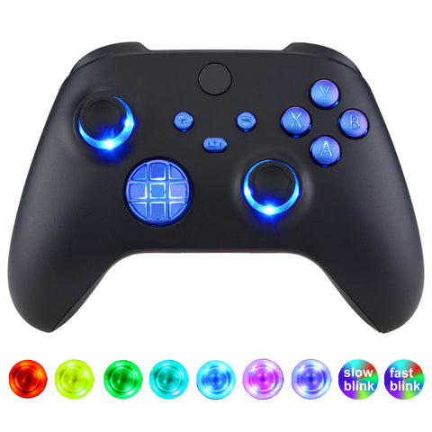 eXtremeRate Multi-Colors Luminated D-pad Thumbsticks Start Back Sync ABXY Buttons for Xbox Series X/S Controller, Chameleon Purple Blue Classical Symbols Buttons DTF V3 LED Kit for Xbox Core Controller Model 1914 - X3LED04M3