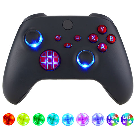 eXtremeRate Multi-Colors Luminated D-pad Thumbsticks Start Back Sync ABXY Buttons for Xbox Series X/S Controller, Scarlet Red Classical Symbols Buttons DTF V2 LED Kit for Xbox Core Controller Model 1914 - X3LED05M3