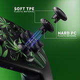 eXtremeRate Octagonal Gated Sticks Design Faceplate Shell with ThumbsGear Thumbsticks for Nintendo Switch 2 Pro Controller - Green Weeds - BDEPTR002
