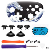 eXtremeRate Octagonal Gated Sticks Design Faceplate Shell with ThumbsGear Thumbsticks for Nintendo Switch 2 Pro Controller - The Great Wave Off Kanagawa - BDEPTR001