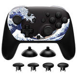 eXtremeRate Octagonal Gated Sticks Design Faceplate Shell with ThumbsGear Thumbsticks for Nintendo Switch 2 Pro Controller - The Great Wave Off Kanagawa - BDEPTR001