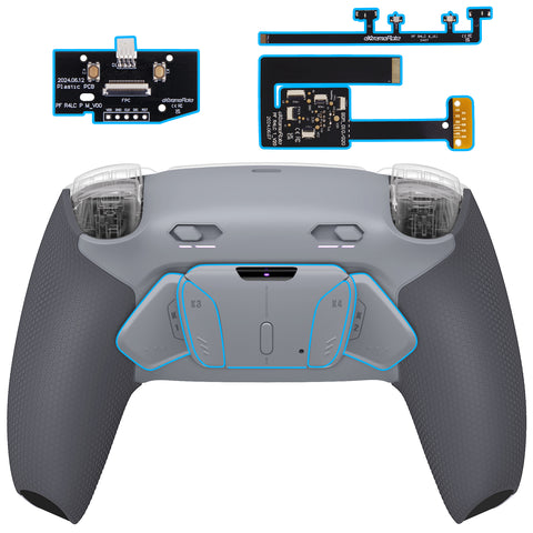 eXtremeRate RISE4 Plus MAX Back Paddles Kit with Clicky Trigger Stops & Rubberized Grip for PS5 Controller BDM-010/020 - New Hope Gray & Classic Gray - HKCPFM006