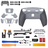 eXtremeRate RISE4 Plus MAX Back Paddles Kit with Clicky Trigger Stops & Rubberized Grip for PS5 Controller BDM-030/040/050 - New Hope Gray & Classic Gray - HKCPFM006M2