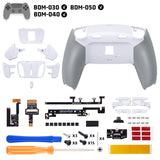 eXtremeRate RISE4 Plus MAX Back Paddles Kit with Clicky Trigger Stops & Rubberized Grip for PS5 Controller BDM-030/040/050 - White Gray - HKCPFM002M2