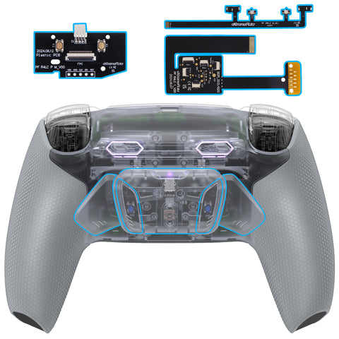 eXtremeRate RISE4 Plus MAX Back Paddles Kit with Clicky Trigger Stops & Rubberized Grip for PS5 Controller BDM-010/020 - Clear & Gray - HKCPFM007