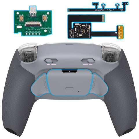 eXtremeRate RISE Plus MAX Back Paddles Kit with Clicky Trigger Stops & Rubberized Grip for PS5 Controller BDM-010/020 - New Hope Gray & Classic Gray - GQTPFM006