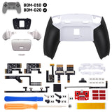 eXtremeRate Real Metal Buttons (RMB) Version RISE Plus MAX Back Paddles Kit with Clicky Trigger Stops & Rubberized Grip for PS5 Controller BDM-010/020 - White Black - Silver - GQTPFJ003