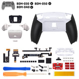 eXtremeRate Real Metal Buttons (RMB) Version RISE Plus MAX Back Paddles Kit with Clicky Trigger Stops & Rubberized Grip for PS5 Controller BDM-030/040/050 - White Black - Silver - GQTPFJ003M2