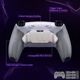 eXtremeRate Real Metal Buttons (RMB) Version RISE Plus MAX Back Paddles Kit with Clicky Trigger Stops & Rubberized Grip for PS5 Controller BDM-030/040/050 - White Gray - Silver - GQTPFJ002M2