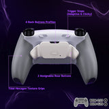 eXtremeRate Real Metal Buttons (RMB) Version RISE Plus MAX Back Paddles Kit with Clicky Trigger Stops & Rubberized Grip for PS5 Controller BDM-010/020 - White Gray - Silver - GQTPFJ002