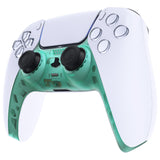 eXtremeRate Emerald Green Decorative Trim Shell for PS5 Controller, DIY Replacement Clip Shell for PS5 Controller, Custom Plates Cover for PS5 Controller w/ Accent Rings - GPFM5009