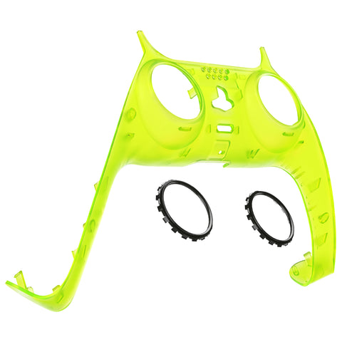 eXtremeRate Clear Lime Green Decorative Trim Shell for PS5 Controller, DIY Replacement Clip Shell for PS5 Controller, Custom Plates Cover for PS5 Controller with Accent Rings - GPFM5011