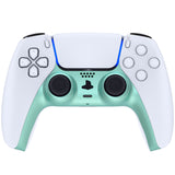 eXtremeRate Metallic Vista Green Decorative Trim Shell Compatible with ps5 Controller, DIY Replacement Clip Shell, Custom Plates Cover Compatible with ps5 Controller w/ Accent Rings - GPFP3022