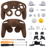 eXtremeRate Wood Grain Replacement Faceplate Backplate with Buttons for Nintendo GameCube Controller - GCNS2001