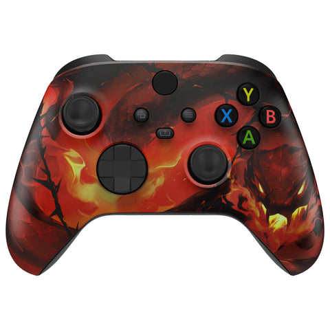 eXtremeRate Purgatory Fire Serpent Replacement Part Faceplate, Housing Shell Case for Xbox Series S & Xbox Series X Controller Accessories - Controller NOT Included - FX3T204
