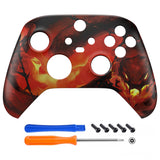 eXtremeRate Purgatory Fire Serpent Replacement Part Faceplate, Housing Shell Case for Xbox Series S & Xbox Series X Controller Accessories - Controller NOT Included - FX3T204