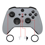 eXtremeRate New Hope Gray Grip Faceplate Cover, Front Housing Shell Case Replacement Kit for Xbox One Elite Series 2 Controller Model 1797 and Core Model 1797 - Thumbstick Accent Rings Included - ELP337